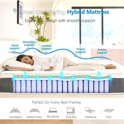 Bednew Small Single Mattress 2FT6 Hybrid Mattress 75x190x31cm