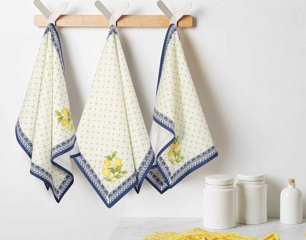 FINGERCRAFT Kitchen Dish Towels, 100% Natural Cotton, Set of 6 Multi-Purpose Kitchen Towels, Very Soft, Highly Absorbent