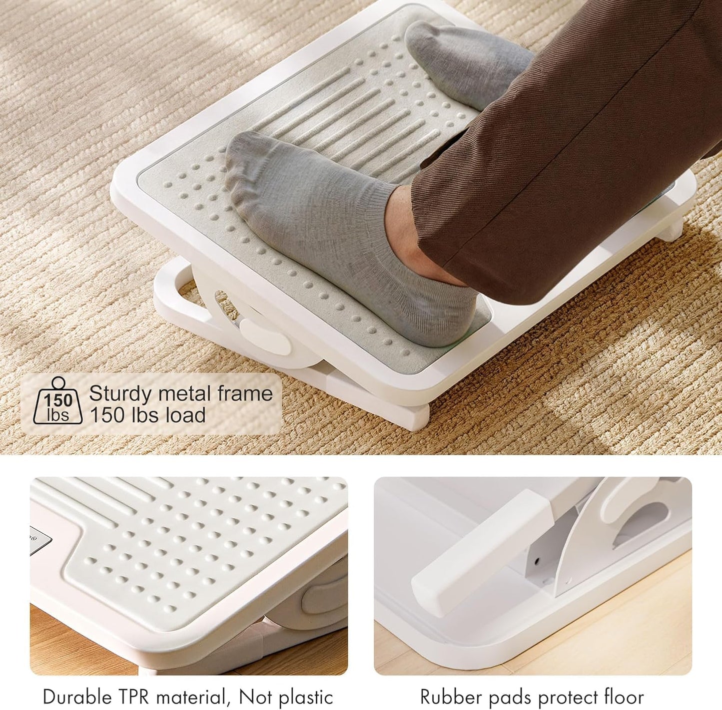 EUREKA ERGONOMIC Foot Rest Under Desk, Ergonomic Adjustable Footstool with Metal Frame, Massage Surface & 3 Height Positions