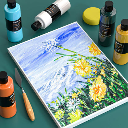 Nicpro 18 Colors Large Acrylic Paint Set, 8.45 oz./ 250 ml Artist Painting Supplies Bulk Non-Toxic For Multi Surface Canvas, Wood, Fabric, Leather,