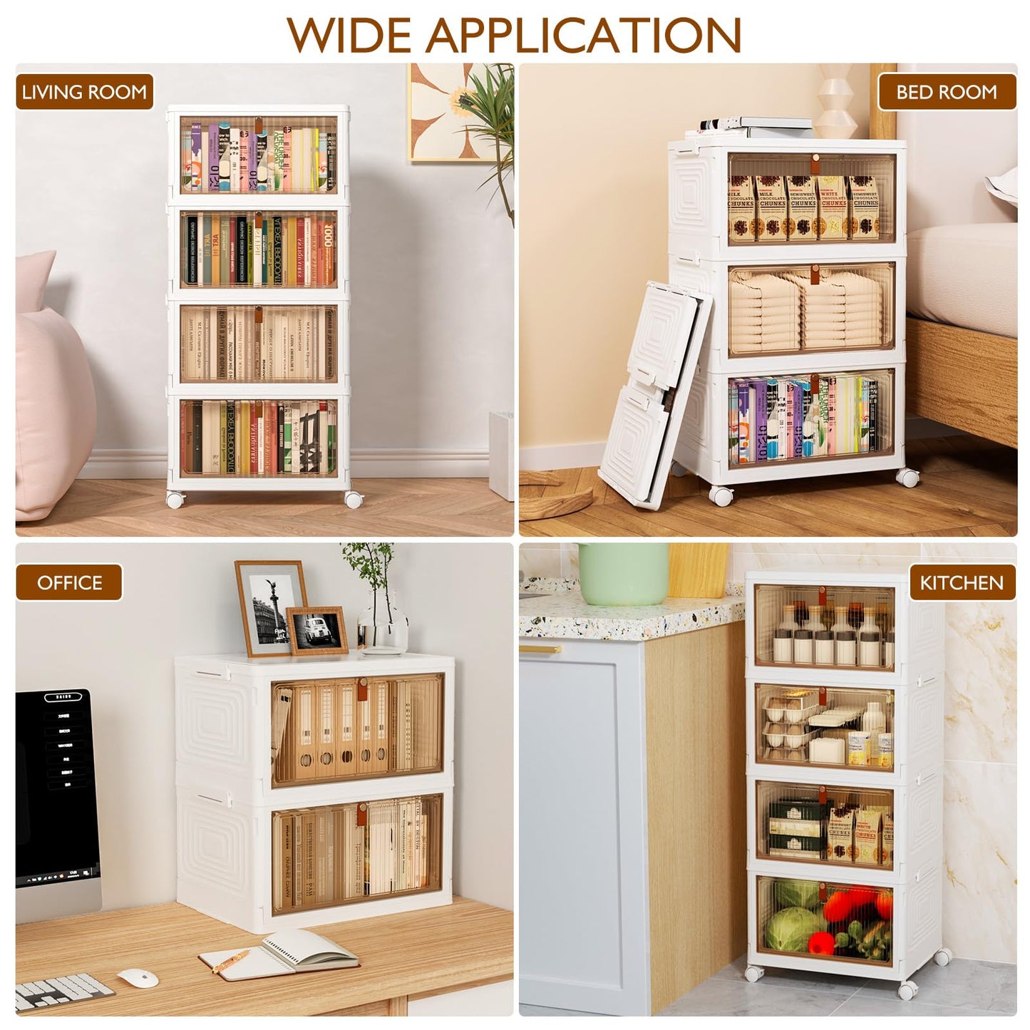 SavvyStor Storage Boxes with Lid - 4-Tier Plastic Storage Drawers, Stackable Boxes, Organiser for Bedroom Living Room