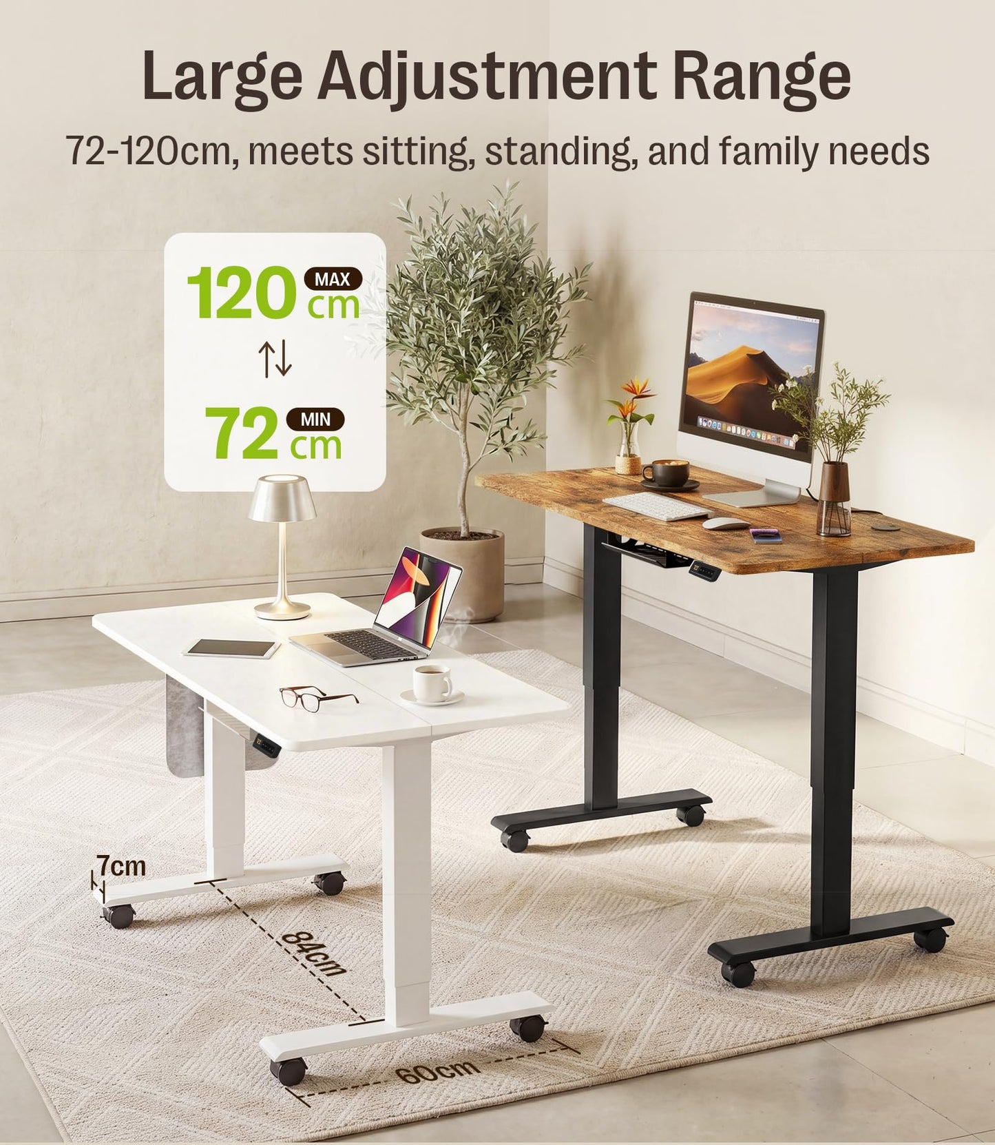 MAIDeSITe Electric Height Adjustable Standing Desk, 100x60cm Sit Stand Desk