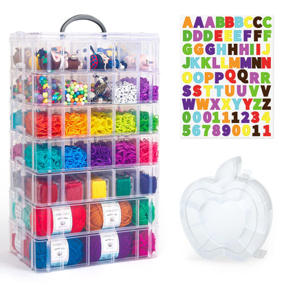 Inscraft 7 Tier Craft Storage Boxes with Compartments, 70 Adjustable Plastic Organiser Storage Boxes for Crafts, Beads, Screw, Washi Tap
