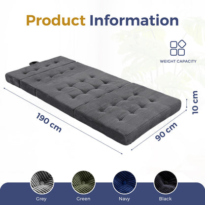 MAXYOYO Folding Mattress Single, Comfy Foldable Sofa Couch Bed, Guest Mattress with Handles Floor Futon Sofa Bed for Guest