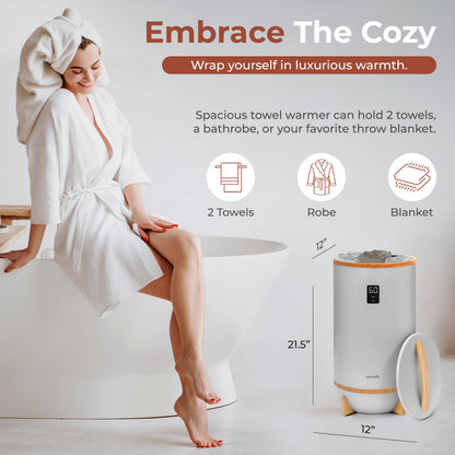 SereneLife Hot Towel Warmer for Bathroom and Spa, Luxury Towel Heater/Dryer Bucket w/Customized Fragrance, Auto Shut Off, LED Display