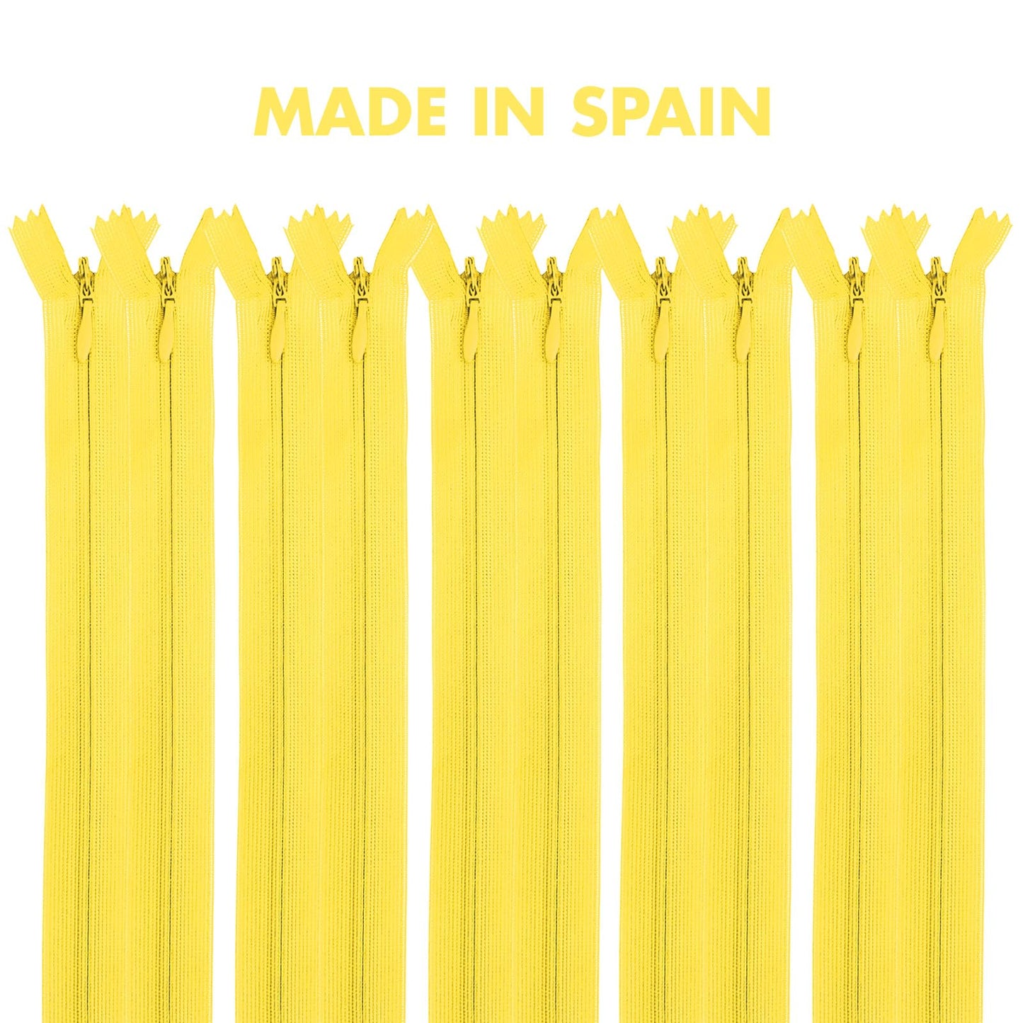 MARARDI [Pack of 10 Invisible Zippers [Yellow] Nylon [50 cm] Sewing and Crafts for Clothing Bags Fabric for Sewing Machine Patchwork Cotton Zipper