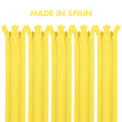 MARARDI [Pack of 10 Invisible Zippers [Yellow] Nylon [50 cm] Sewing and Crafts for Clothing Bags Fabric for Sewing Machine Patchwork Cotton Zipper