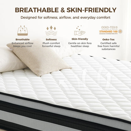 Resspry Small Double Mattress,10.6 Inch Hybrid Mattress
