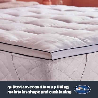Silentnight Hotel Collection Mattress Topper Super King - Luxury Soft Silky Comfortable 5cm Thick Deep Mattress Protector Pad Cover with Deep Fit
