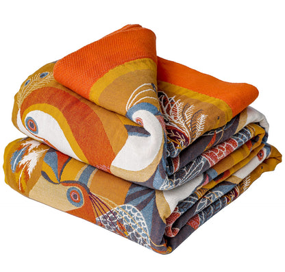 VANJOROY Double-sided Sofa Large Bed Throw Blanket, 100% Organic Cotton Thick Warm Soft Bohemian Throw for 2 3 Seater Armchair Couch and Bed.