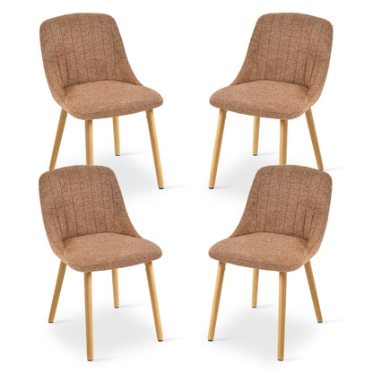 Goeurvant Dining Chairs Set of 4 Upholstered Armchairs with Wooden Legs Kitchen Chairs for Living Room, Orange-Chenille