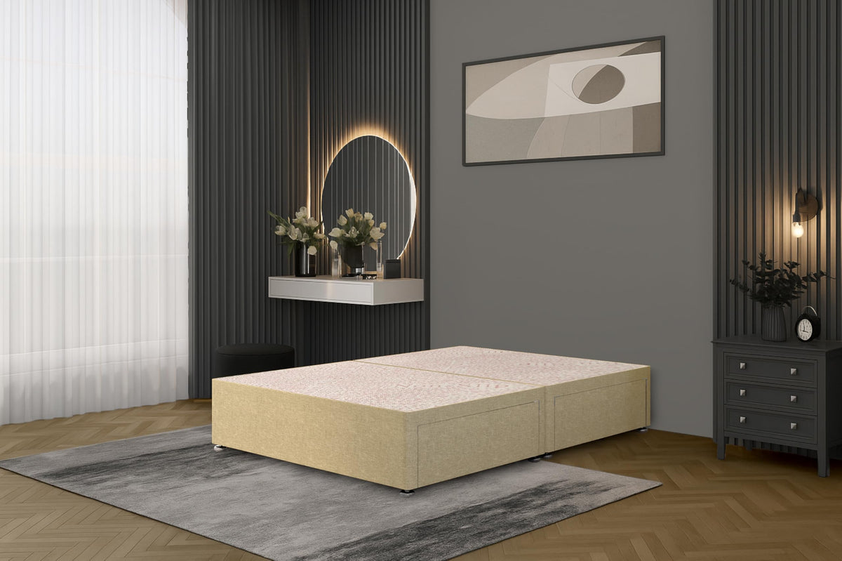 Bed Centre Flexby Divan Bed Base, 3FT Single, Linen Beige Fabric