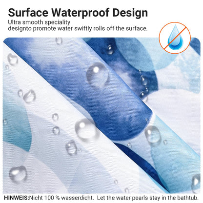 Lerores Shower Curtain, 120 x 180 cm, Blue Flower Petals, Weighted Hem, Anti-Mould Textile, Water-Repellent