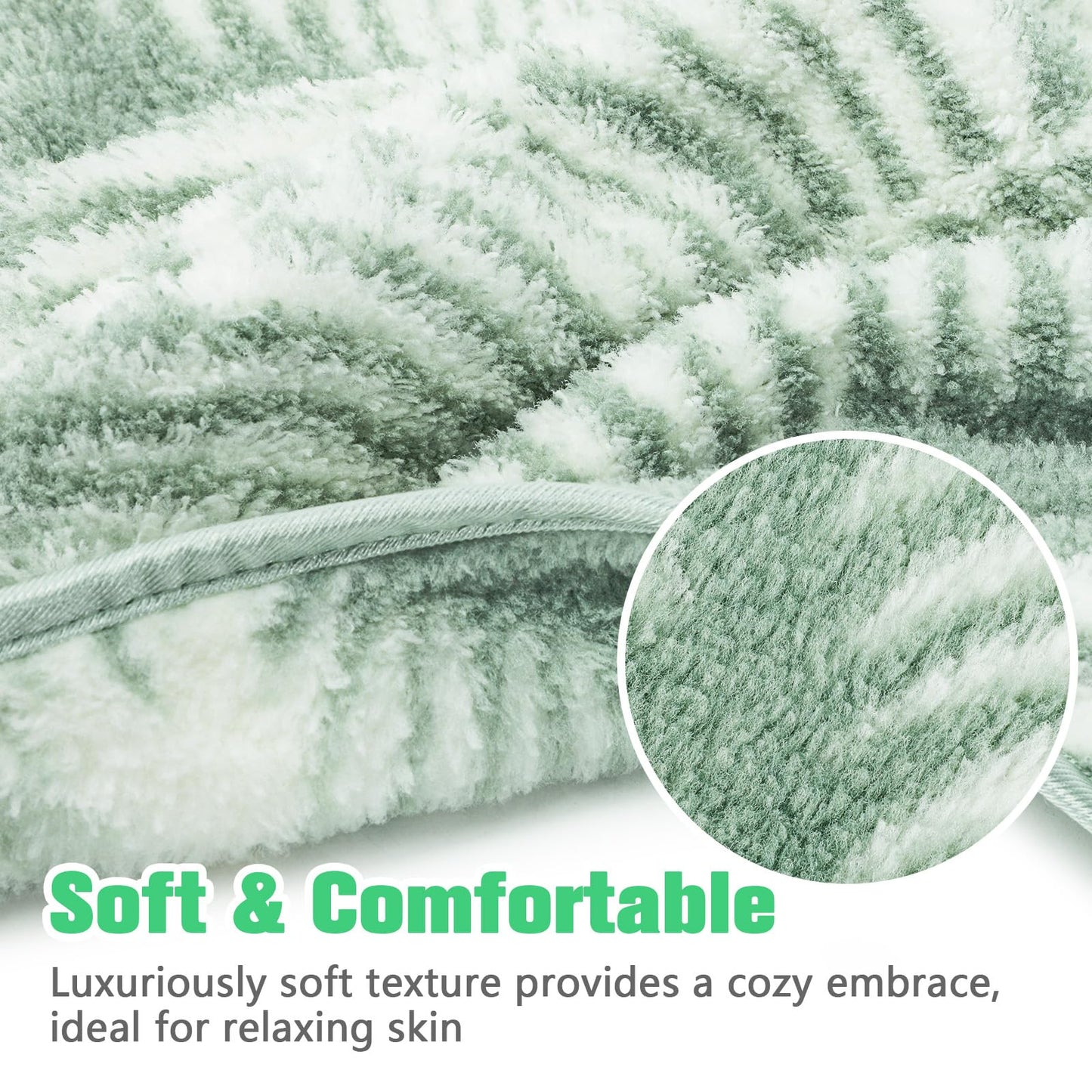 PHOGARY 1 Pack Green Leaf Towel, Reusable Soft Flannel Bath Towel Hand Body Facial Cleansing‌ Hair drying Towel for Bathroom, Kitchen, Gym, Spa