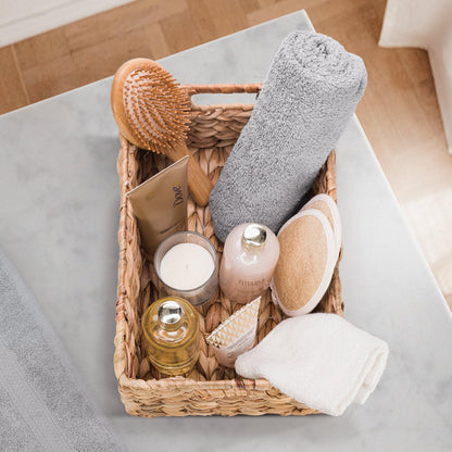 Woodluv Storage Baskets for Shelves, Woven Natural Hamper Gift Basket Bathroom Storage Basket organiser Toys Storage, Large