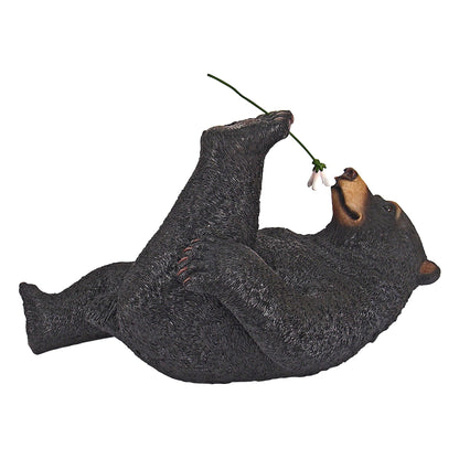 Design Toscano Smell The Flowers Garden Bear Statue - Black