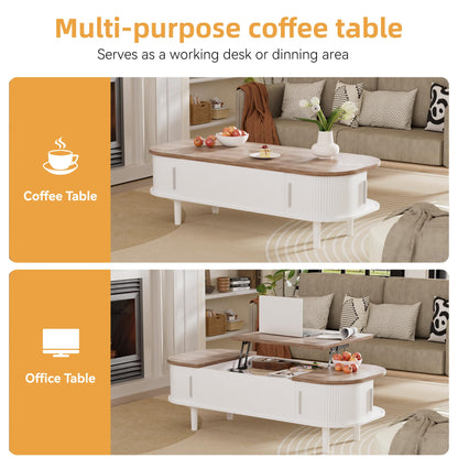 PURFINO Coffee Table with Lift Top - Wooden Modern Centre Table with Unique Textured & Hidden Storage, for Living Room, Bedroom, Small Space