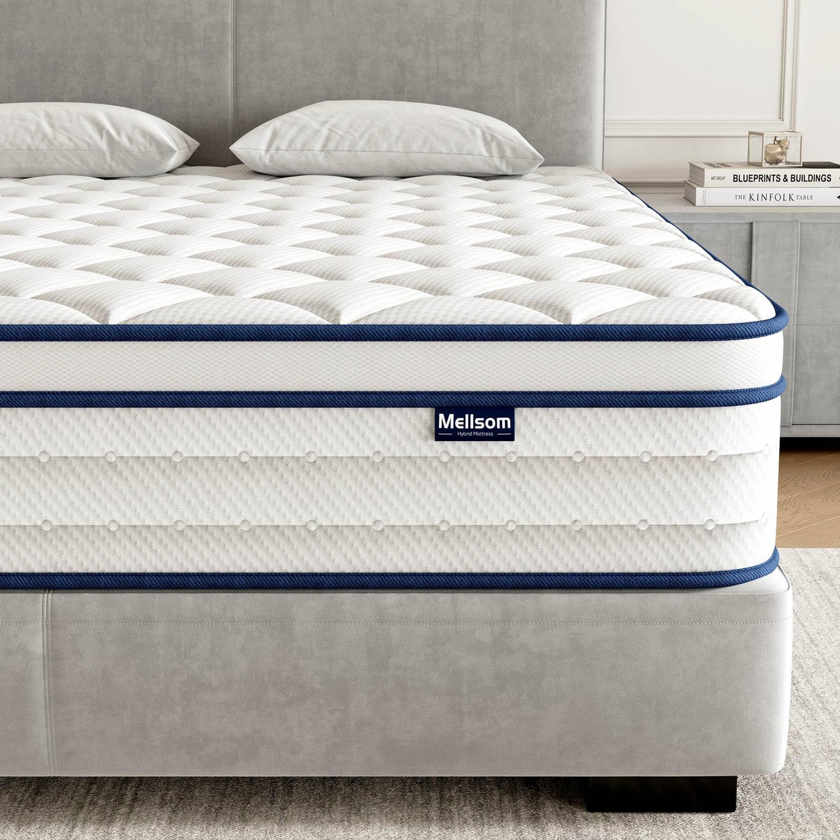 Mellsom Single Mattress, Memory Foam 7-Zone Pocket Spring hybrid Mattress
