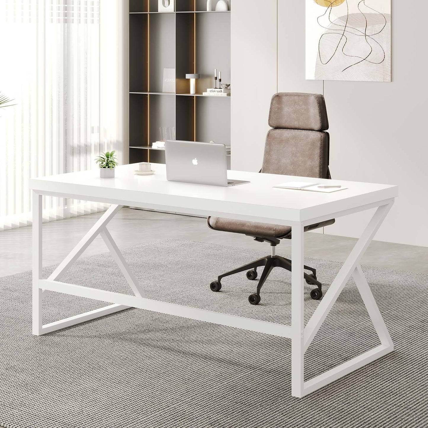 HSH Computer Desk Gaming Office Table for Home Bedroom 140cm White Oak