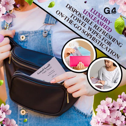 G4GADGET Luxury Disposable Refreshing Towel Wipes 6 Pack - Cherry Blossom Scent | 25cm x 25cm Towels for Hands & Face | Hot & Cold Use