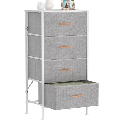 Feonase Chest of Drawers with 4 Fabric Drawers, Large Bedroom Dresser with Wooden Top & Sturdy Metal Frame, Tall Storage Organizer Unit for Bedroom