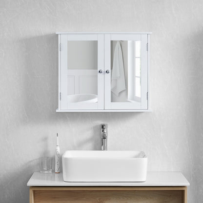 Bath Vida Priano Double Door Mirrored Bathroom Cabinet Storage Cupboard Wall Mounted, White