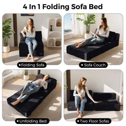 MAXYOYO Folding Sofa Bed, Convertible Sofa Bed with High-Density Support Foam, Portable 4 in 1 Fold Out Chair to Floor Lounger
