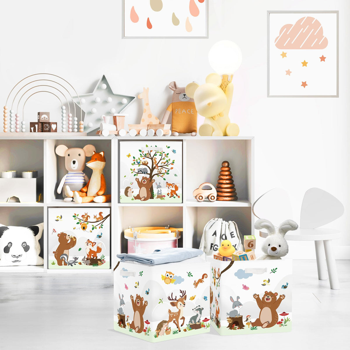 Clastyle 3 pcs Animals Cube Storage Boxes for Shelves Kallax Boxes