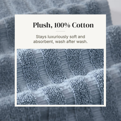 Pacific Coast Textiles 6 pc Yarn Dyed towel Organic Vines Cotton Blue,Single,40.6 x 25.4 x 12.7 cm