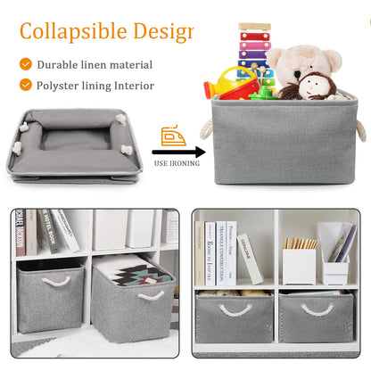 Newthinking 3 Pcs Large Storage Boxes, Fabric Storage Baskets with Handles, Foldable Home Organizer for Living Room, Laundry Room