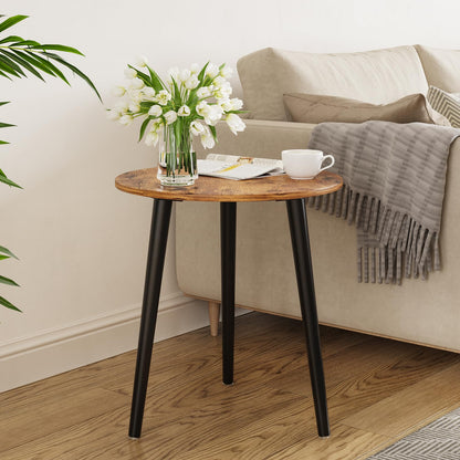 APICIZON Round Side Table, Small Coffee Table End Table for Living room, Bedroom, Small Space, Wooden Bedside Table, Easy Assemble, 42(D) x 51(H) cm,