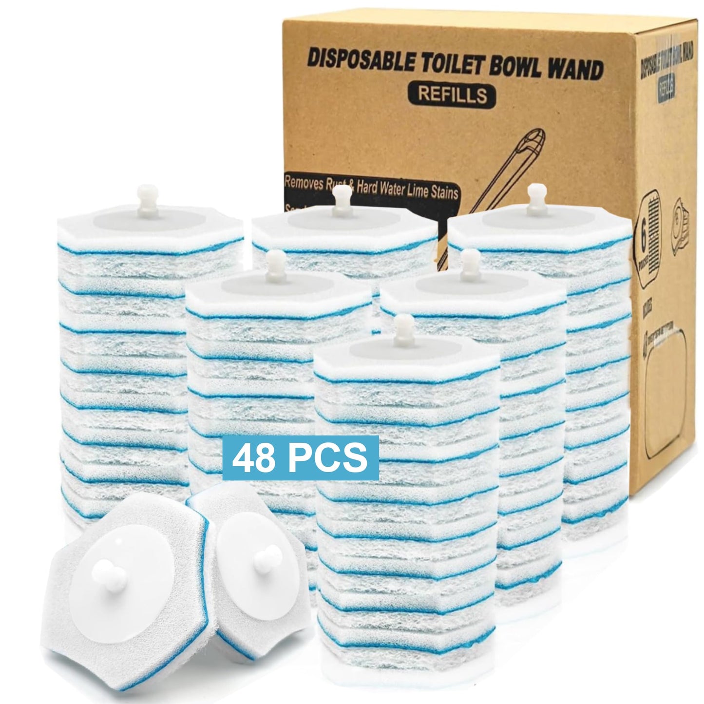 48 Pcs Disposable Toilet Brush Refills, Toilet Bowl Brush Replacement head