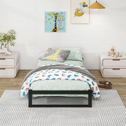 VECOCHO Bed 90 x 200 cm with metal slatted frame, bed frame 90 x 200 - 16 cm height floor bed, metal bed 90 x 200 cm bed frame