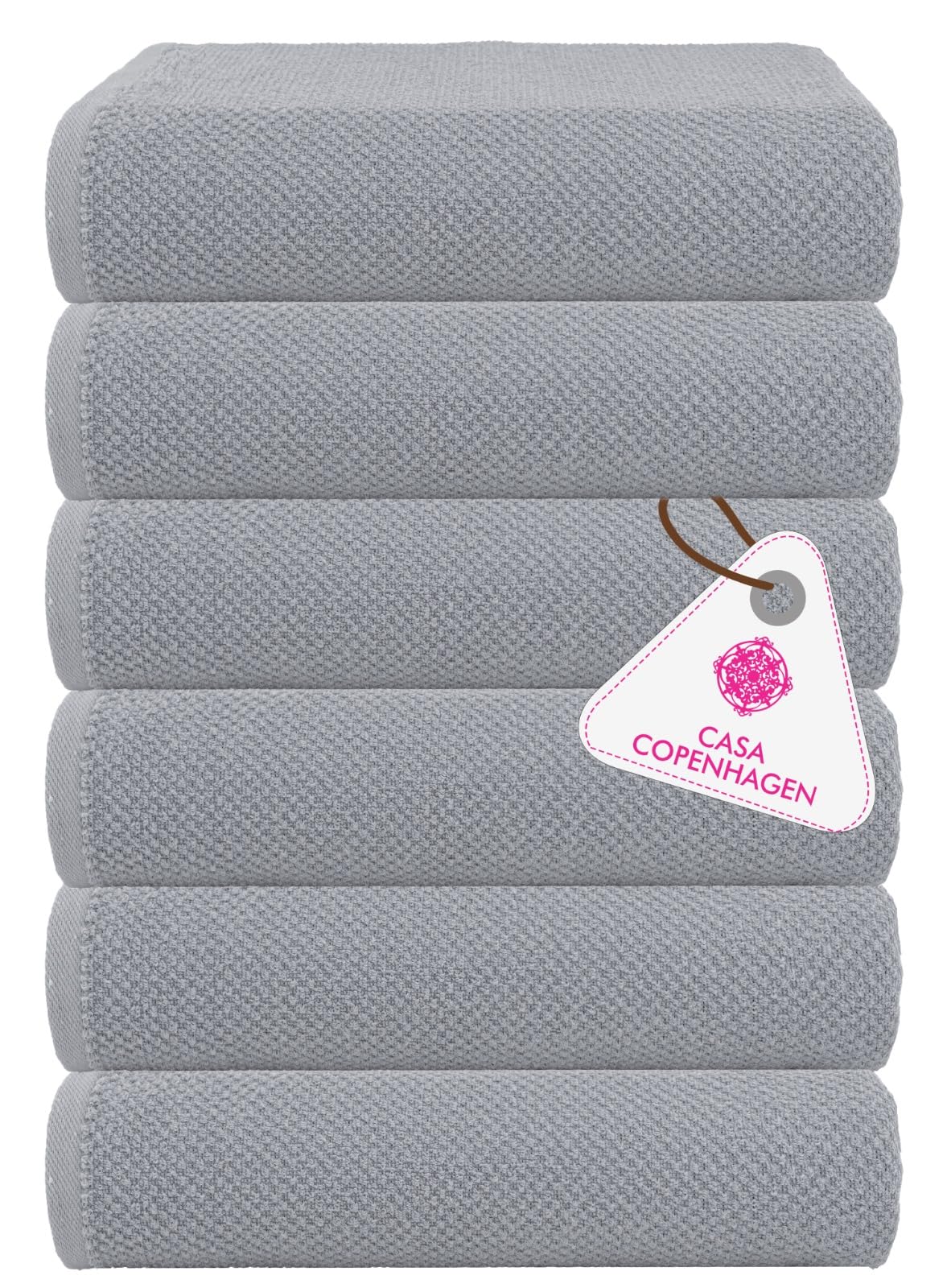 CASA COPENHAGEN Popcorn Textured 6 Piece Small Bath Towel Set - Grey Violet, 550 g/m?, 6 Piece Small Bath Towels, Cotton Towels Rough and Tough Use,