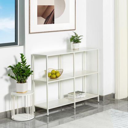 HDANI 100cm Metal Console Table with 3 Tier Strage Shelves,Narrow Entryway Table,Modern Sofa Tables for Entryway, Living Room,Bedroom,White