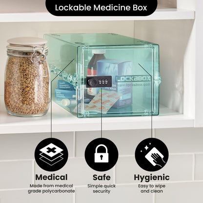 Lockabox One Light Medi Green | Premium Lockable Storage Box | 10 Litre Combination Lock Box For Food, Medicine & Home Safety | BPA-Safe