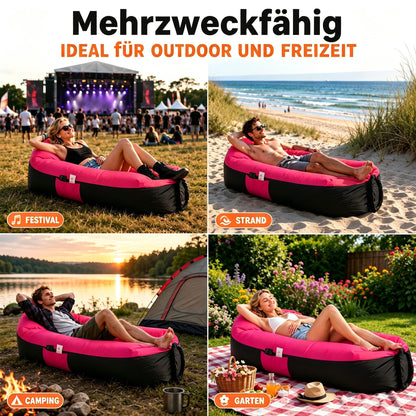 EastCity Inflatable Air Sofa with Headrest and Side Pocket, 230 x 70 cm Inflatable Sofa for Camping, Beach and Festival, Air Lounger with Carry Bag
