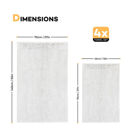 Olivia Rocco 4 Piece Regal Towel Bale Set with 2 Large Bath & 2 Hand Towels Ultra Soft Quick Drying Highly Absorbent 100% Cotton Bathroom Sets, White