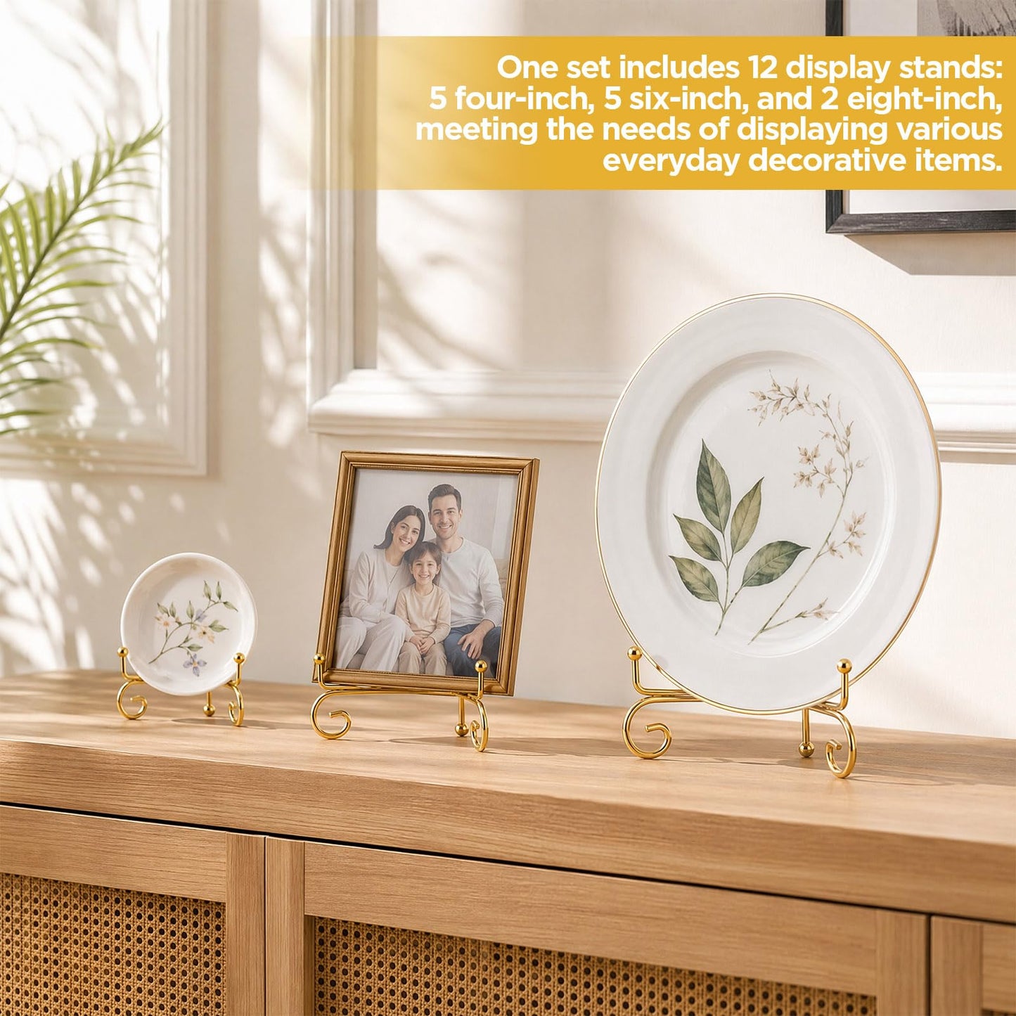 12 Pack Plate Stand for Display Plate Holder 4&6&8 Inch Gold Display Stand