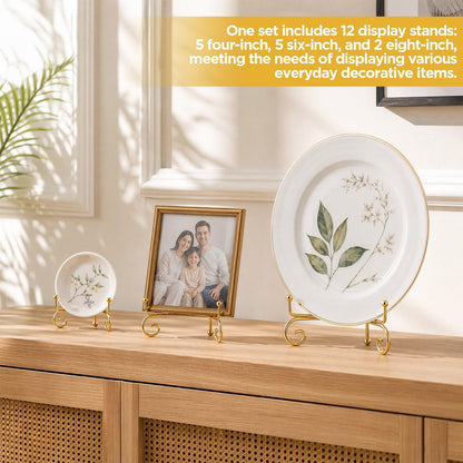 12 Pack Plate Stand for Display Plate Holder 4&6&8 Inch Gold Display Stand