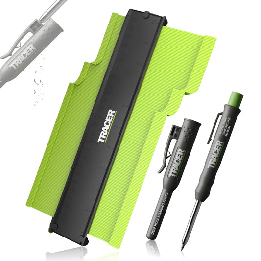 TRACER Contour Gauge 250mm (10?) Precise Marking Gauge with TRACER Deep Hole Construction Pencil. Measuring Set with Carpenters Pencil