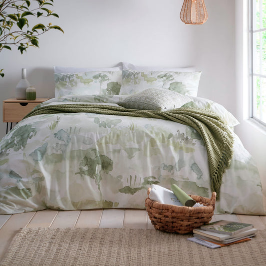 Appletree Loft - Edale - 100% Cotton Duvet Cover Set - Double Bed Size in Green