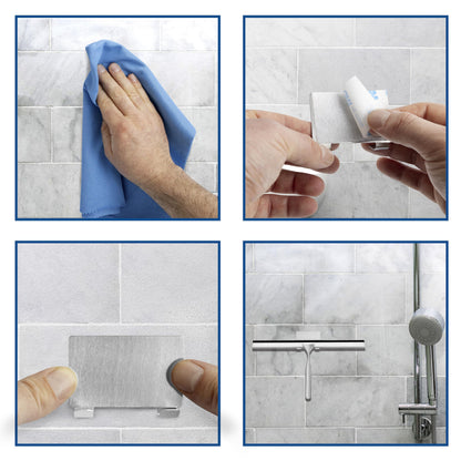 kowald Shower Squeegee Stainless Steel 31 cm Wide with 2 Different Hooks and Replacement Lip