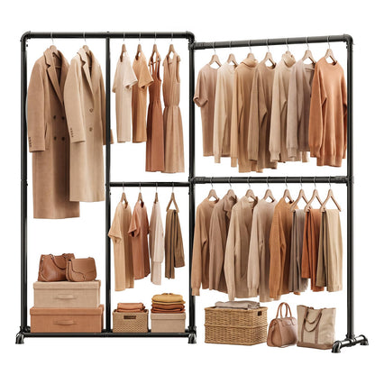 OPPAIYA Heavy Duty Clothes Rail, 195 x 170cm Adjustable Layout Corner Clothes Rack