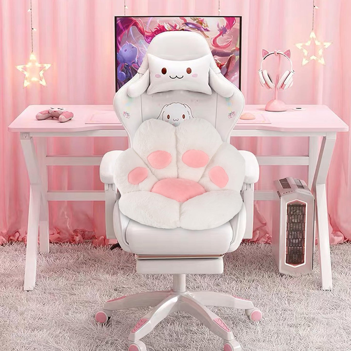 FlyGulls Cat Paw Cushion Kawaii Cat Pillow for Computer Gaming Chair Comfy Cat Paw Seat Cushion for Office Chairs Cute Cat Plush Pillow for Room