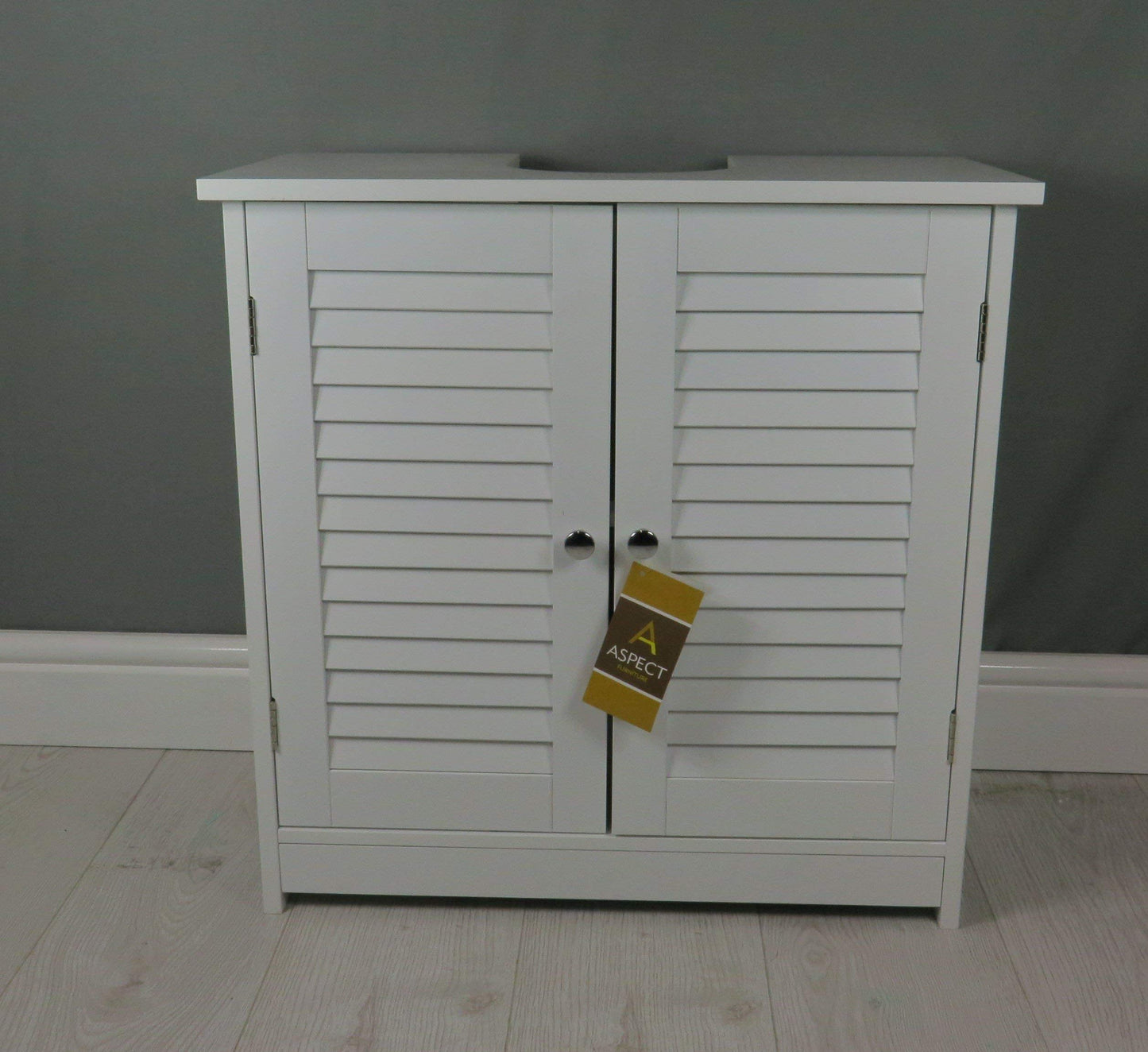 Aspect BR108 OSLO BATHROOM STORAGE UNDER SINK CABINET-WHITE, Engineered Wood, 60x30x60cm
