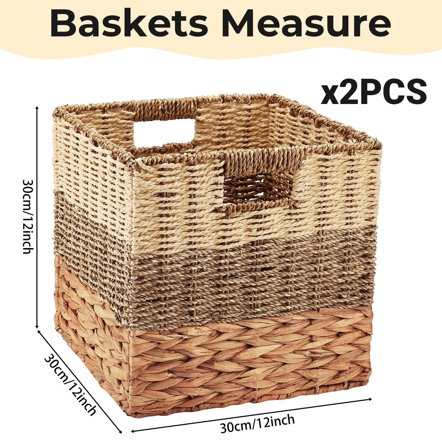 Tsudoku Storage Cubes Baskets, Set of 2 Hand-Woven Storage Baskets, 30cm