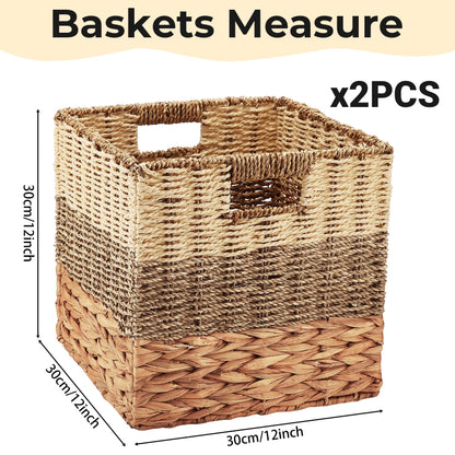 Tsudoku Storage Cubes Baskets, Set of 2 Hand-Woven Storage Baskets, 30cm