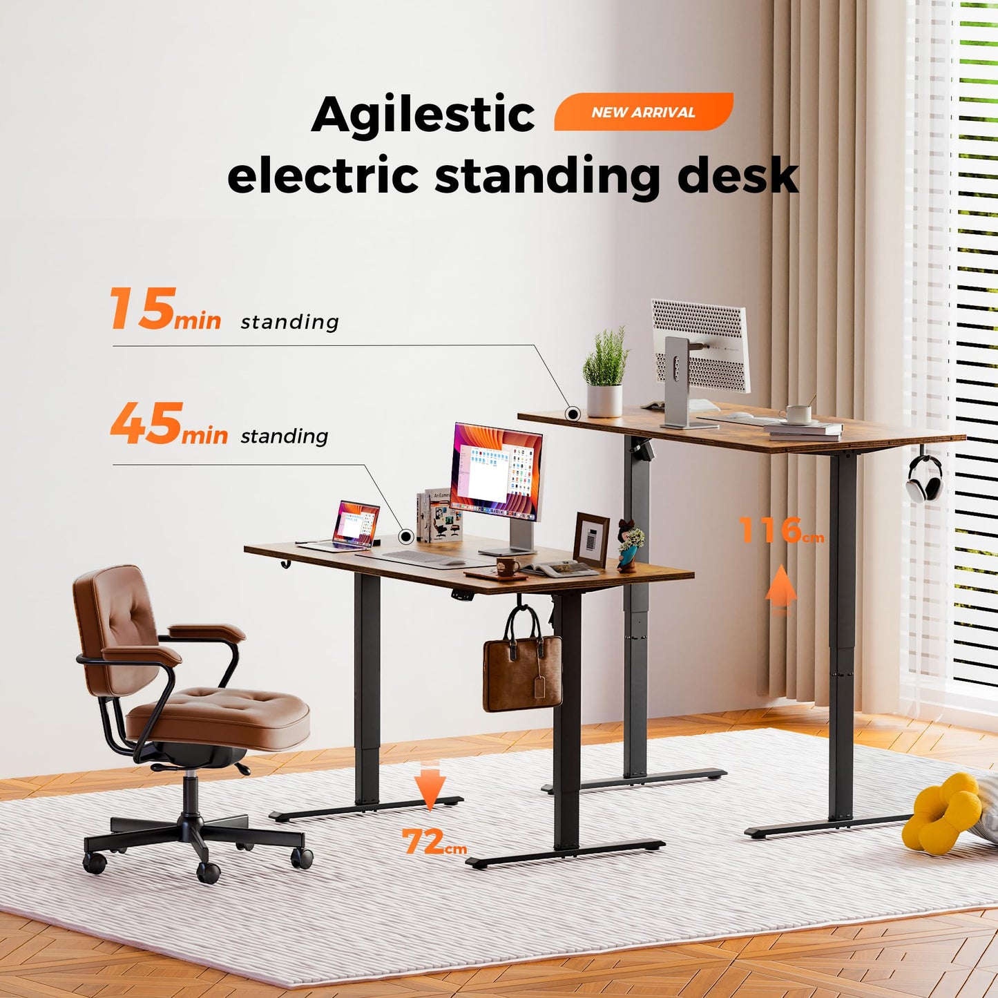 Agilestic Height Adjustable Electric Desk, 2 Memory Height, 120x80cm
