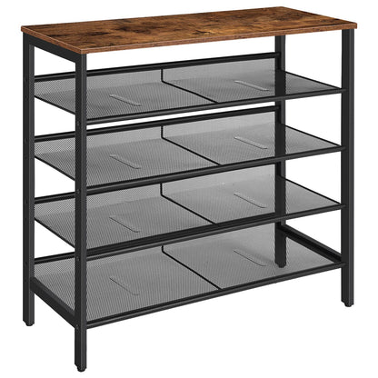 HOOBRO Shoe Rack, 5-Tier Shoe Organizer Shelf, 75 x 30 x 85 cm, with Flat or Slant Adjustable Shelf, Sturdy and Stable, Shoe Storage for Hallway,
